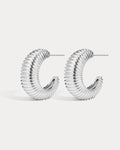 The XL Georgia Ridged Hoops- Silver