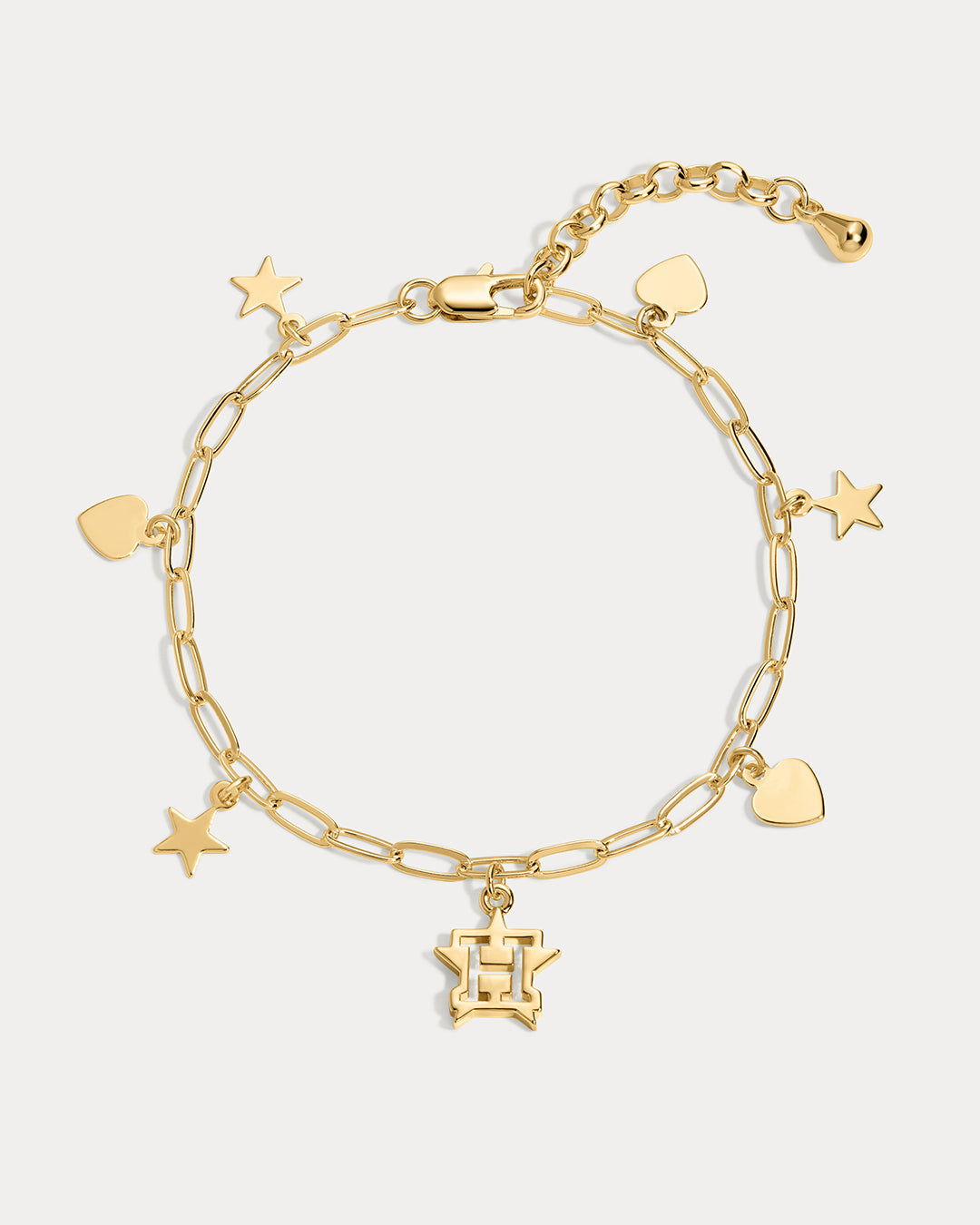 The MLB Star + Hearts Logo Charm Bracelet- Gold