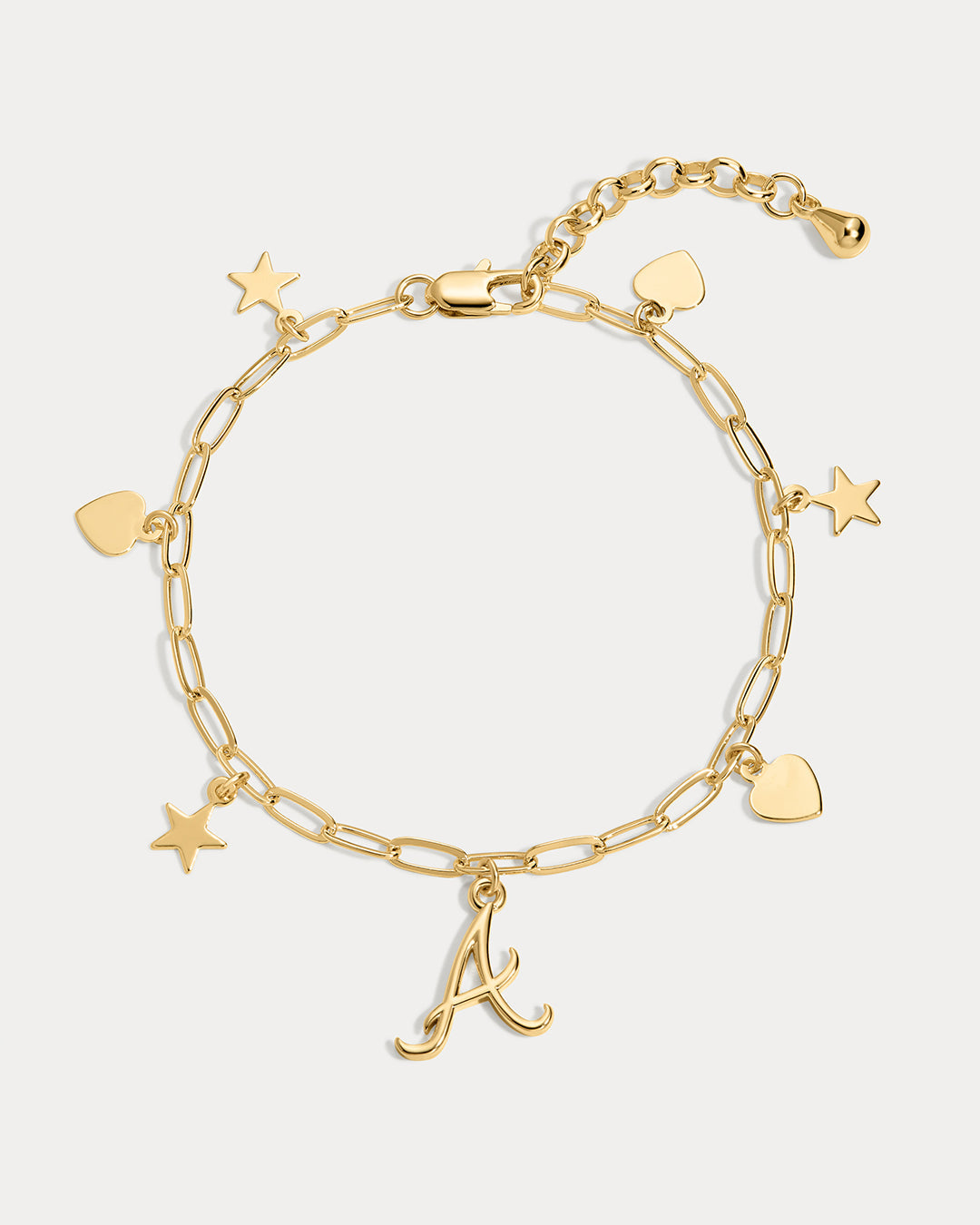 The MLB Star + Hearts Logo Charm Bracelet- Gold