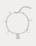 The MLB Star + Hearts Logo Charm Bracelet- Silver