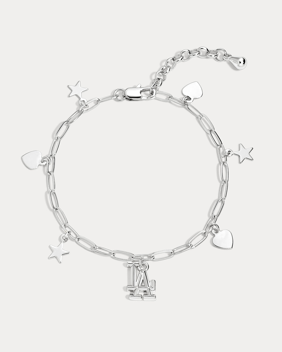 The MLB Star + Hearts Logo Charm Bracelet- Silver