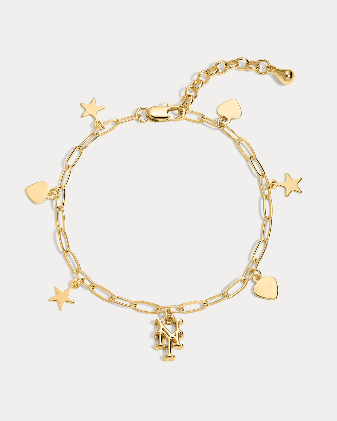 The MLB Star + Hearts Logo Charm Bracelet- Gold