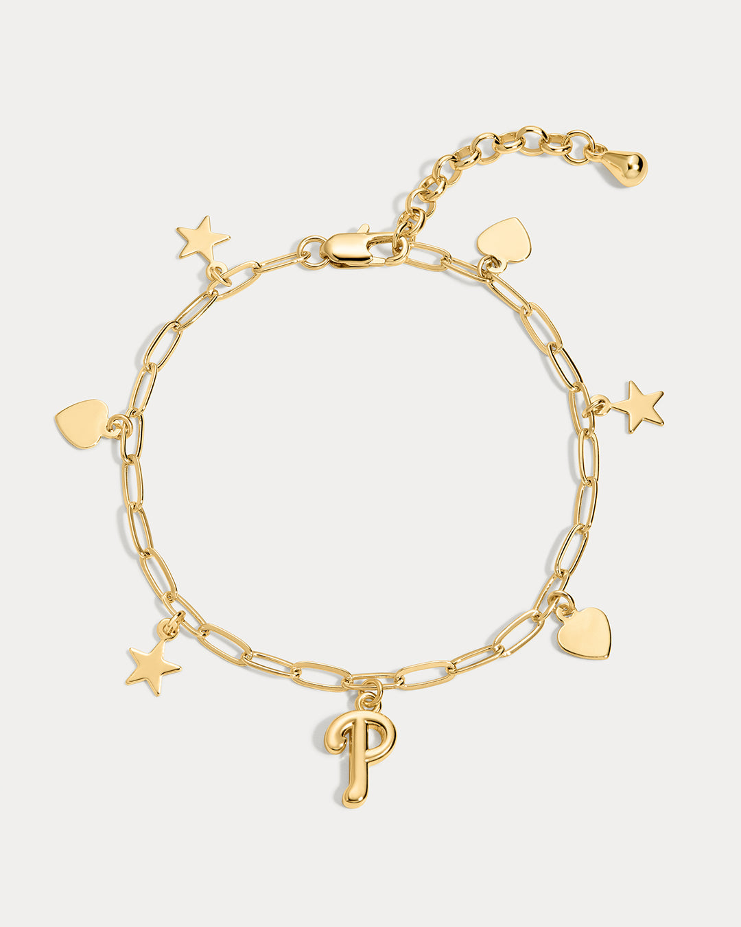 The MLB Star + Hearts Logo Charm Bracelet- Gold