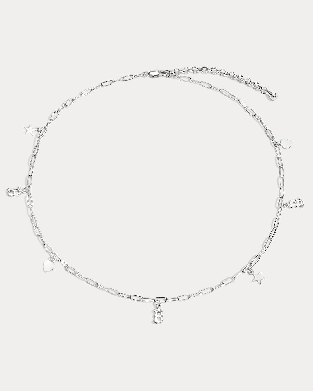 The MLB Star + Hearts Logo Charm Necklace- Silver