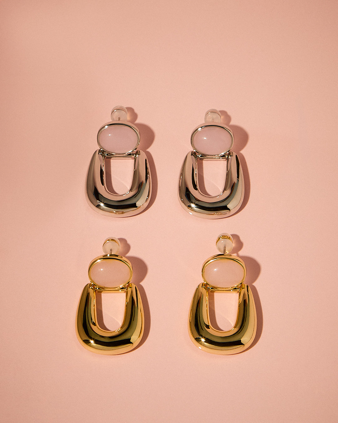The Rose Quartz Rio Earrings- Silver