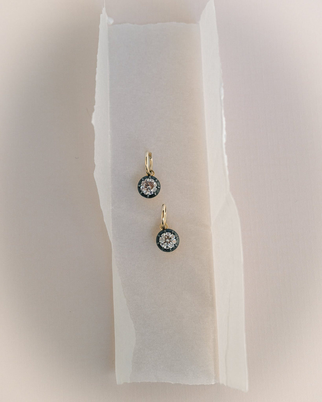The Diamond Georgian Hoop Earrings- Black Rhodium