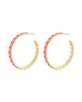 XL Pyramid Stud Hoops- Hot Pink- Gold